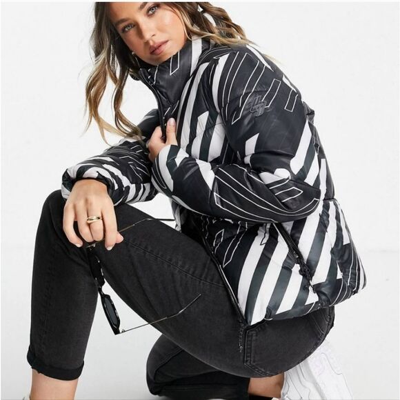 Puffer jacket Black And White size 6 NWT Superdry - Picture 10 of 10